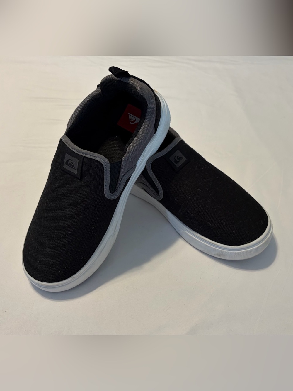 Boys Quiksilver Black Slip-On Canvas Sneakers with White Sole